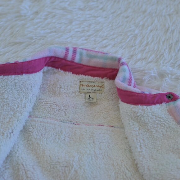 Weatherproof Vintage Kids Sherpa Lined Fleece Plaid Shirt Jacket Size L - Picture 3 of 4